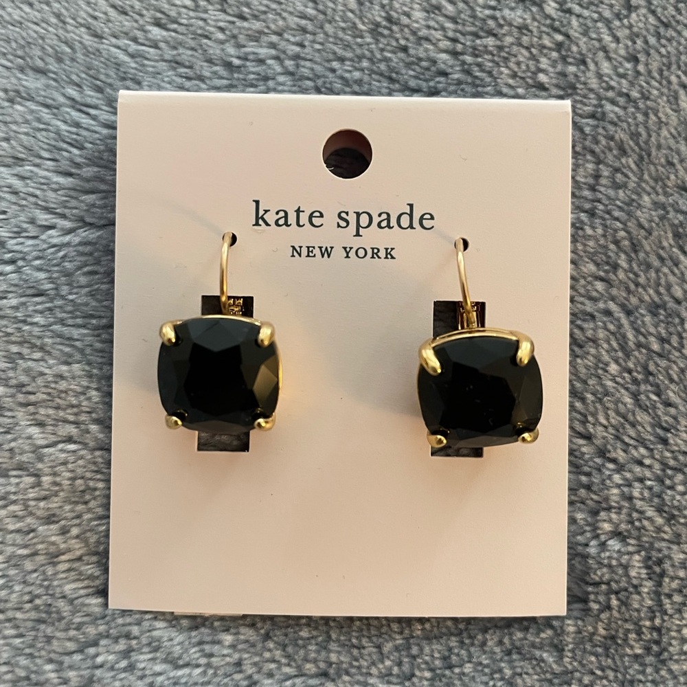 Kate Spade Black Black Stone Lever Back Earrings